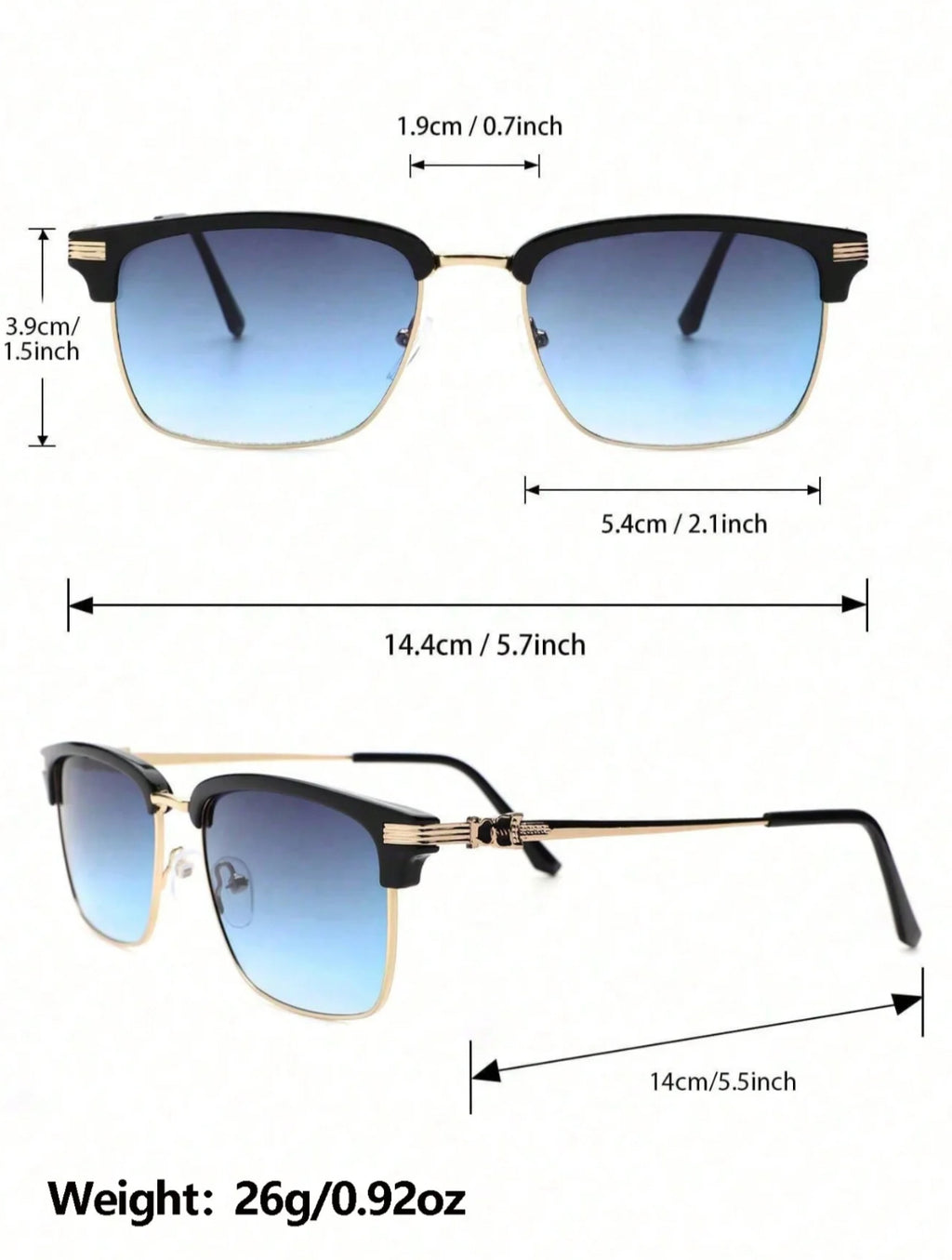 Men's Vintage Square Frame Sunglasses