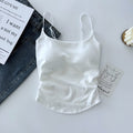 Cotton Lace-Up Back Camisole Top with Chestnut Pad